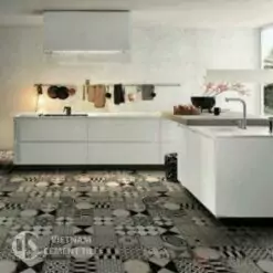 Gạch bông tổng hợp màu trắng đen xám | Cement tile patchwork white grey black color