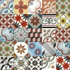 Gạch bông tổng hợp màu đỏ vàng nâu | Cement tile patchwork red yellow brown color