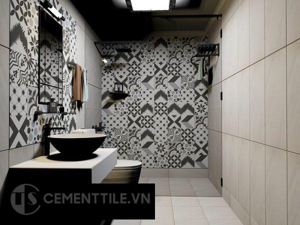 Patchwork Cement Tile Tones Black White - Vietnam Cement Tile Corp