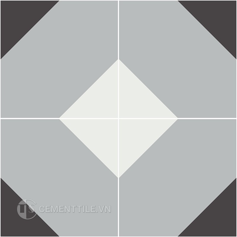 Gạch bông CTS 315.1(4-9-13) - 4 viên - Encaustic cement tile CTS 315.1(4-9-13) - 4 tiles