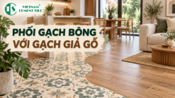 Phối gạch bông với gạch giả gỗ